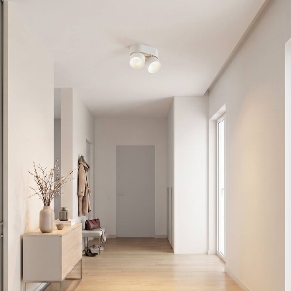 Faretto PRIOS Rotari basic, a 2 luci, bianco, lunghezza 18 cm, attacco GU10 basic PRIOS, dimmerabile, Bianco / Opale, Soggiorno / Sala da pranzo, Metallo, Moderno, Downlight