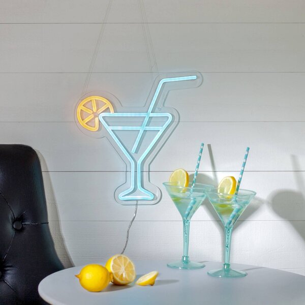 STAR TRADING Applique a LED Plexy, arancione/blu, bicchiere da cocktail, spina Plexy, Giallo / Arancione, Soggiorno / Sala da pranzo, Plastica