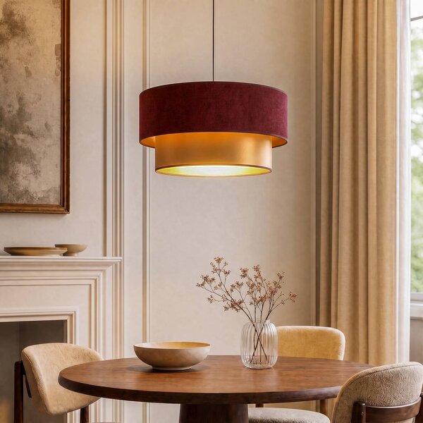 Lampada a sospensione Dorina Duolla, Rosso, Camera da letto, Tessuto / Stoffa / Seta, Giovanile, Lampada a sospensione