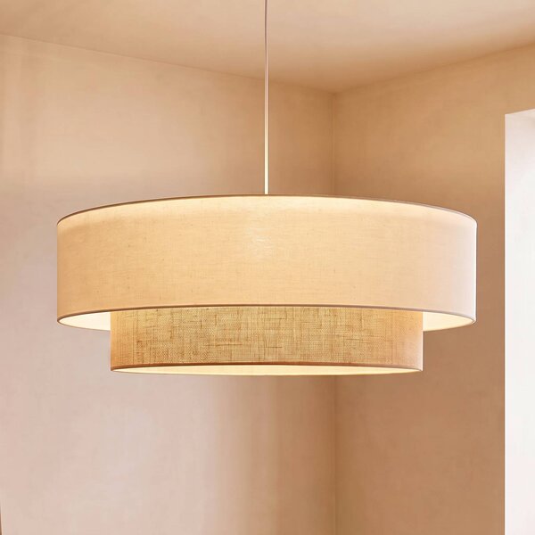 Lampada a sospensione Boho Duolla, Crema / Ambra, Camera da letto, Tessuto / Stoffa / Seta, Lampada a sospensione