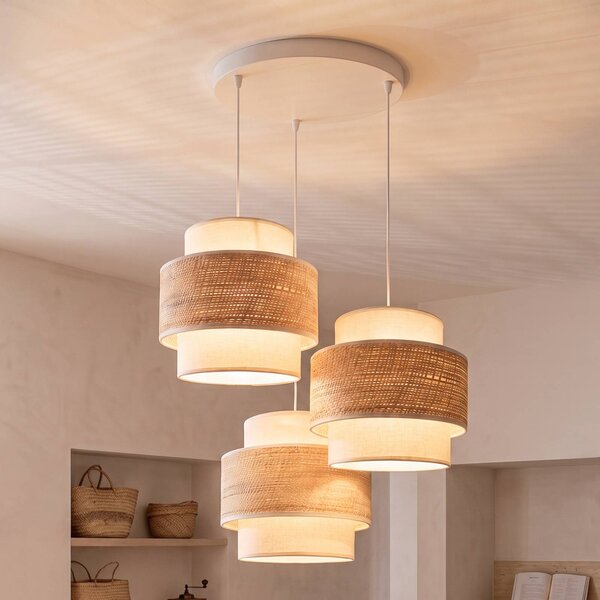 Lampada a sospensione Space Duolla, Crema / Ambra, Camera da letto, Tessuto / Stoffa / Seta, Giovanile, Lampada a sospensione