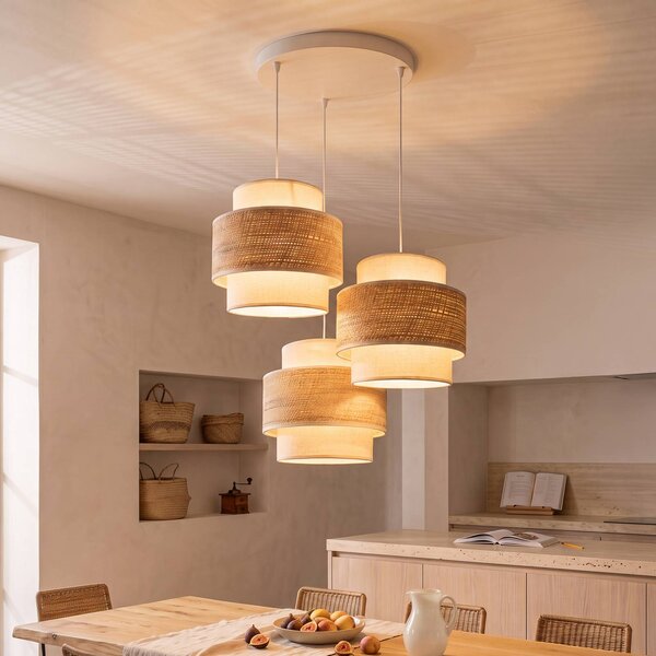 Lampada a sospensione Space Duolla, Crema / Ambra, Camera da letto, Tessuto / Stoffa / Seta, Giovanile, Lampada a sospensione