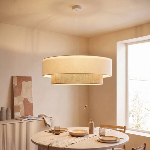 Lampada a sospensione Boho Duolla, Crema / Ambra, Camera da letto, Tessuto / Stoffa / Seta, Lampada a sospensione