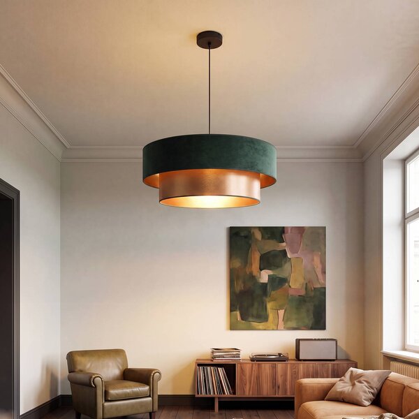 Lampada a sospensione Dorina Duolla, Verde, Camera da letto, Tessuto / Stoffa / Seta, Giovanile, Lampada a sospensione