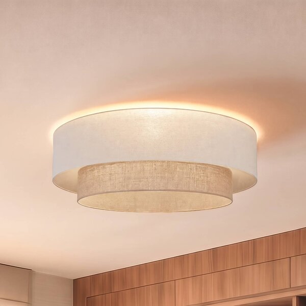 Plafoniera soffitto Boho Duolla, Crema / Ambra, Corridoio, Tessuto / Stoffa / Seta, Plafoniera