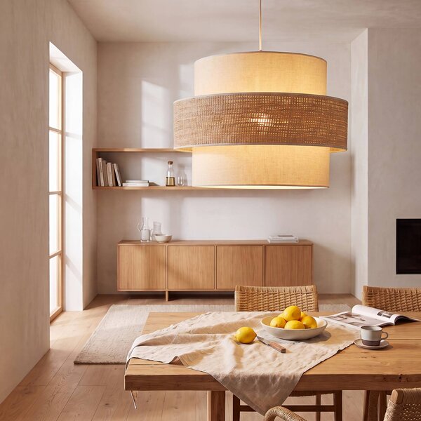 Lampada a sospensione Space Duolla, Crema / Ambra, Camera da letto, Tessuto / Stoffa / Seta, Giovanile, Lampada a sospensione