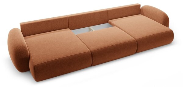 Divano angolare color mattone allungabile/con contenitore (a U) con rivestimento in ciniglia Tonale – Cosmopolitan Design