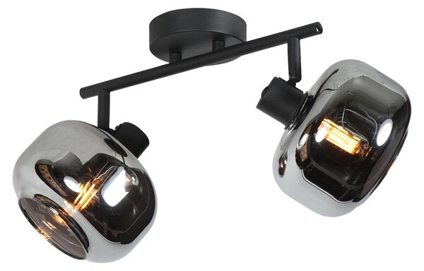 Mexlite - faretto - Tenebris - nero - vetro vetro fumé - lampada in vetro colorato - E14 - 4209ZW