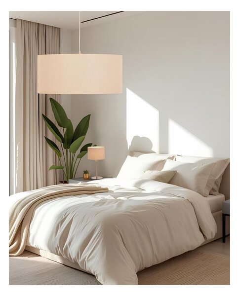 CILINDRO SOSPENSIONE SINGOLA D48 CM IN TESSUTO DI LINO 3 FINITURE COLORE LAMPADINA ATTACCO E27