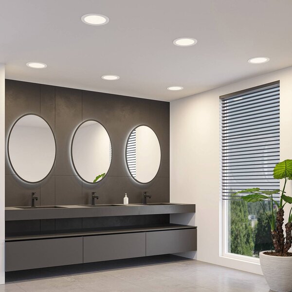 Prios Luci LED da incasso Cadance, bianco, 22 cm, set di 3, CCT Cadance PRIOS, dimmerabile, Bianco / Opale, Bagno, Alluminio, Moderno
