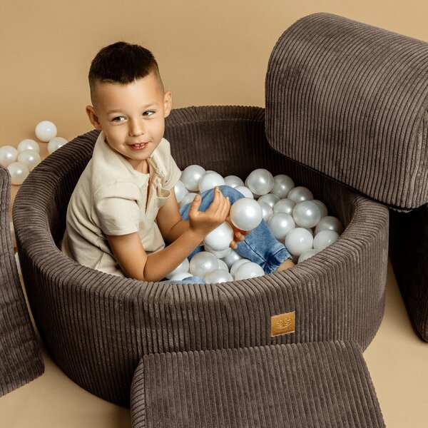 Piscina di palline color crema in velluto a coste ø 90x30 cm Montessori – Meowbaby