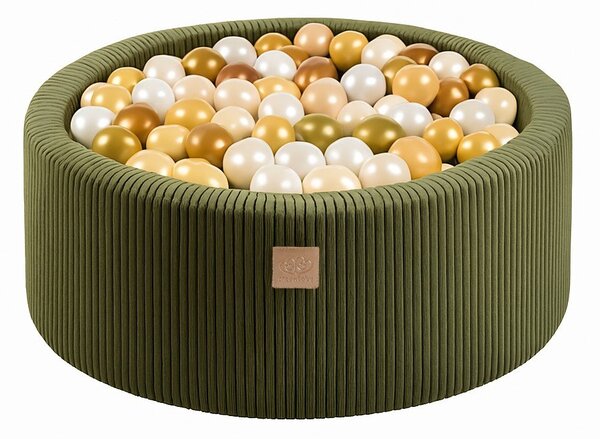 Piscina di palline color kaki in velluto a coste 90x90x30 cm Montessori – Meowbaby
