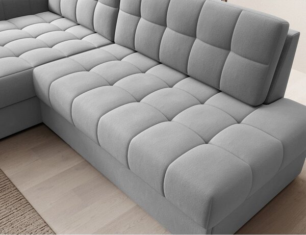Divano angolare grigio allungabile (con penisola a sinistra/con chaise lounge) con rivestimento in velluto Blezalt – ELTAP