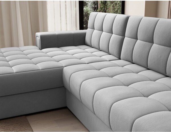 Divano angolare grigio allungabile (con penisola a sinistra/con chaise lounge) con rivestimento in velluto Blezalt – ELTAP