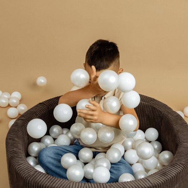 Piscina di palline color crema in velluto a coste ø 90x30 cm Montessori – Meowbaby