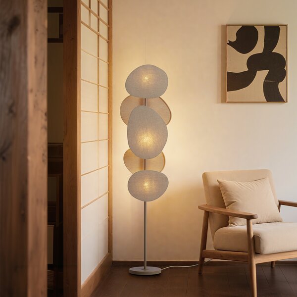 Lampada da terra Japandi beige a 3 luci - Organica