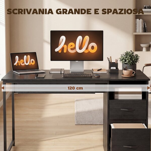 HOMCOM Scrivania Ufficio Tavolo Computer Salvaspazio, 120x52.3 cm, Nero | Aosom Italy