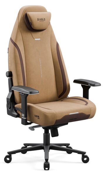 Sedia da gaming Diablo X.Eye Prime con funzione di raffreddamento, sedia da ufficio/scrivania, portata massima 140 kg, dimensioni standard, colore marrone cammello