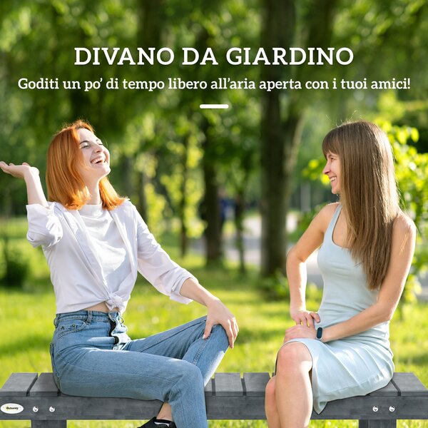 Outsunny Panchina da Giardino a 2 Posti Impermeabile in Legno di Abete, 110x38x35 cm, Grigio | Aosom Italy