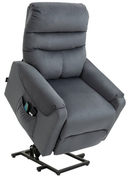 HOMCOM Poltrona Reclinabile Massaggiante con Telecomando, in Poliestere e Metallo, 79x97x103 cm, Grigio