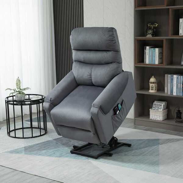 HOMCOM Poltrona Reclinabile Massaggiante con Telecomando, in Poliestere e Metallo, 79x97x103 cm, Grigio