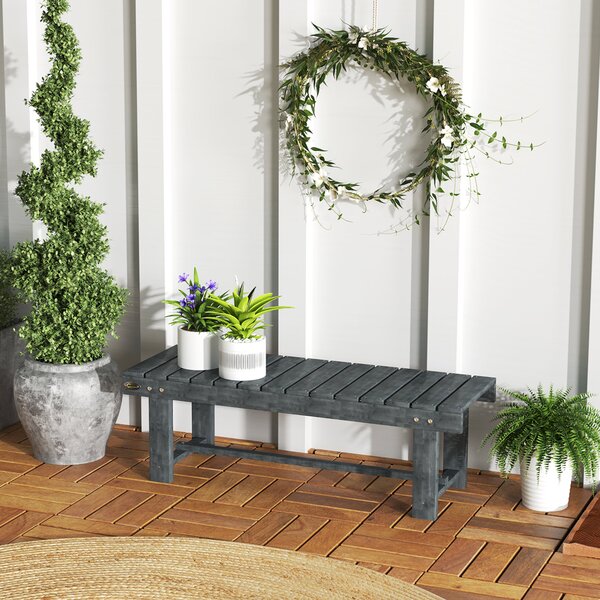 Outsunny Panchina da Giardino a 2 Posti Impermeabile in Legno di Abete, 110x38x35 cm, Grigio | Aosom Italy