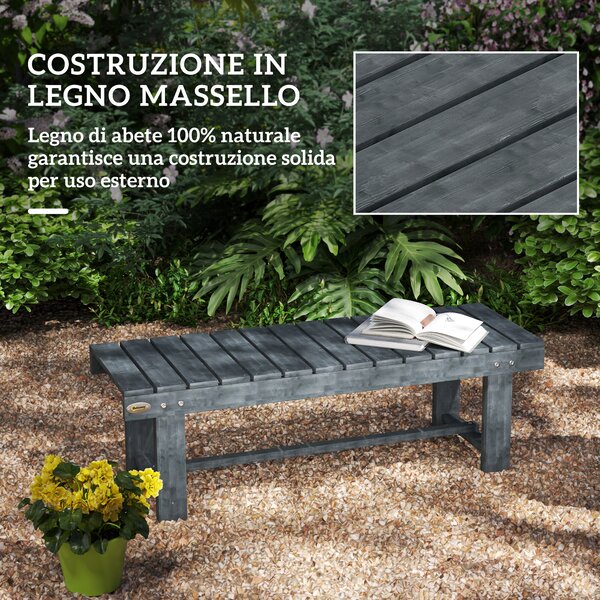 Outsunny Panchina da Giardino a 2 Posti Impermeabile in Legno di Abete, 110x38x35 cm, Grigio | Aosom Italy