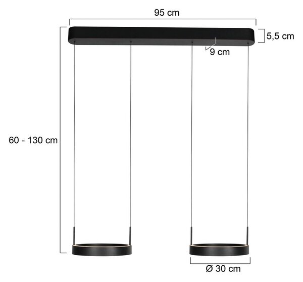 Steinhauer Lampada a sospensione Mykty, dimmerabile, Nero, Soggiorno / Sala da pranzo, Metallo, Moderno, Lampada a sospensione