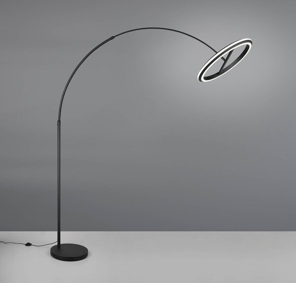 Trio Lighting Lampada ad arco Amador, dimmerabile, Nero, Soggiorno / Sala da pranzo, Metallo, Moderno, Lampada da terra