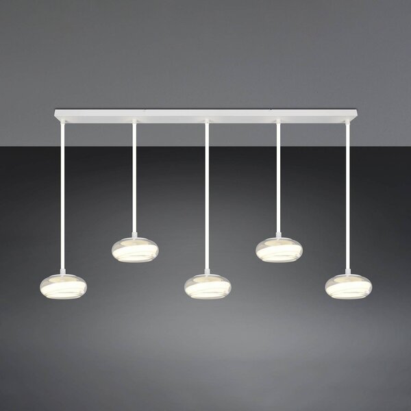 Trio Lighting Lampada a sospensione Tarsia, dimmerabile, Bianco / Opale, Soggiorno / Sala da pranzo, Vetro, Moderno, Lampada a sospensione