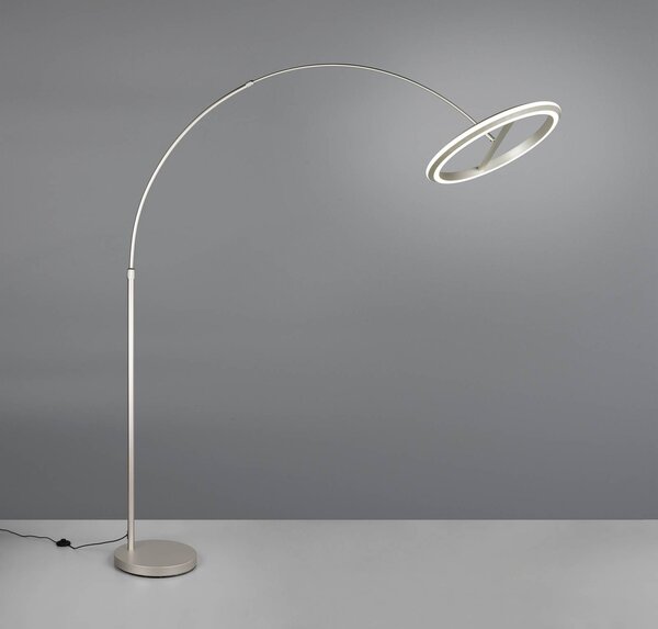 Trio Lighting Lampada ad arco Amador, dimmerabile, Alluminio / Grigio / Zincato, Soggiorno / Sala da pranzo, Metallo, Moderno, Lampada da terra