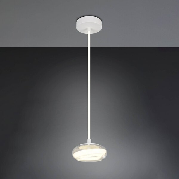 Trio Lighting Lampada a sospensione Tarsia, dimmerabile, Bianco / Opale, Soggiorno / Sala da pranzo, Vetro, Moderno, Lampada a sospensione
