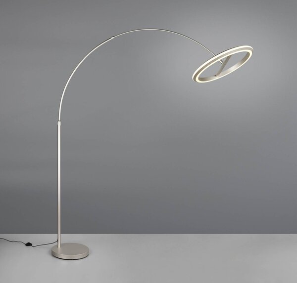 Trio Lighting Lampada ad arco Amador, dimmerabile, Alluminio / Grigio / Zincato, Soggiorno / Sala da pranzo, Metallo, Moderno, Lampada da terra
