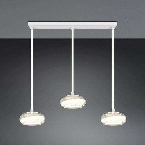Trio Lighting Lampada a sospensione Tarsia, dimmerabile, Bianco / Opale, Soggiorno / Sala da pranzo, Vetro, Moderno, Lampada a sospensione