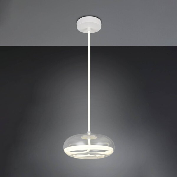 Trio Lighting Lampada a sospensione Tarsia, dimmerabile, Bianco / Opale, Soggiorno / Sala da pranzo, Vetro, Moderno, Lampada a sospensione