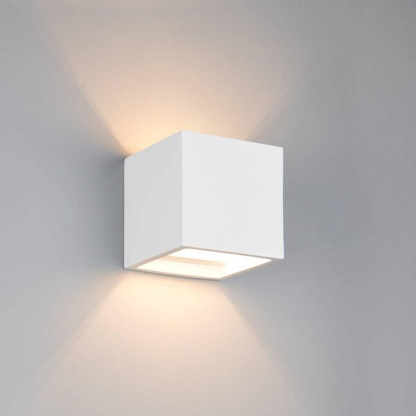 Trio Lighting Applique da parete Dadi, Bianco / Opale, Soggiorno / Sala da pranzo, Gesso / Argilla, Moderno, Applique