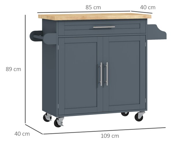 HOMCOM Carrello multiuso da Cucin con Cassetto, Portaspezie e Armadietto in Legno, 109x40x89 cm, Grigio e Color Legno | Aosom Italy