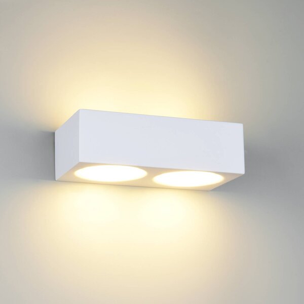 Trio Lighting Applique da parete Mattone, Bianco / Opale, Soggiorno / Sala da pranzo, Gesso / Argilla, Moderno, Applique