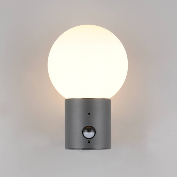Trio Lighting Applique da esterno Mures, antracite, altezza 28 cm, metallo, sensore Mures, Nero, Alluminio, Moderno, Applique da esterni