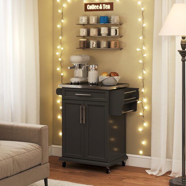 HOMCOM carrello cucina Nero 83.5 × 45.7 × 90.5cm