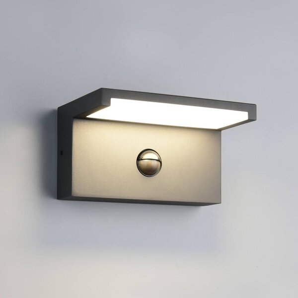 Trio Lighting Applique da esterni LED Ravi, antracite Larghezza 18 cm Sensore, IP54 Ravi, Nero, Alluminio, Moderno, Applique da esterni