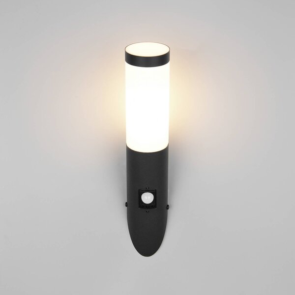 Trio Lighting Applique da esterno Trioto, nero opaco, 39 cm acciaio inox, sensore Trioto, Nero, Acciaio Inox, Moderno, Applique da esterni