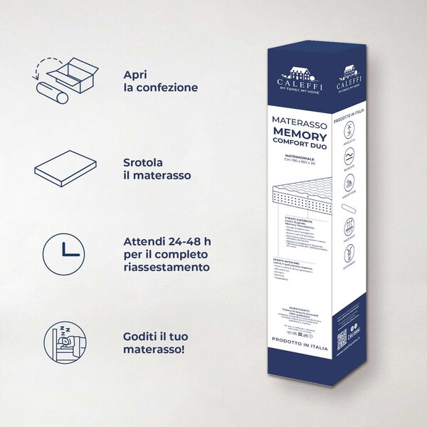 Materasso SINGOLO Memory Comfort Duo UNICA Poliestere Caleffi