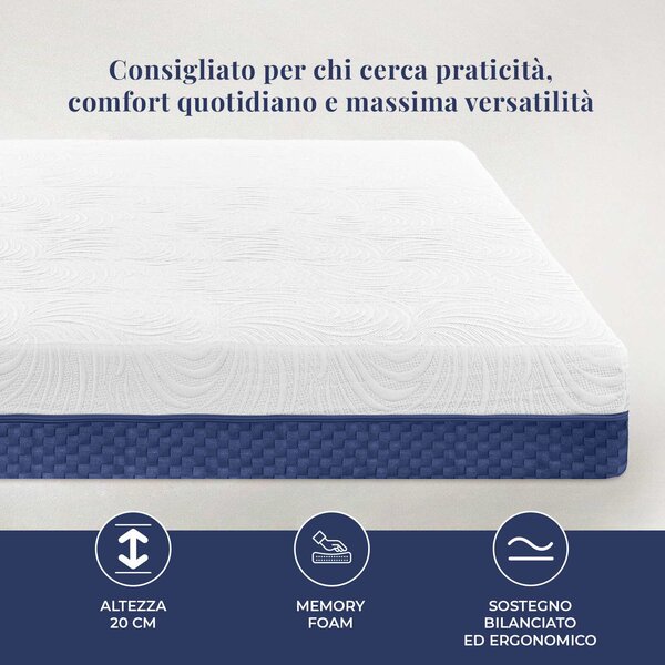 Materasso SINGOLO Memory Comfort Duo UNICA Poliestere Caleffi