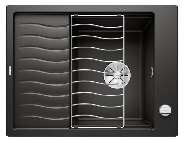 Blanco Elon 45 - Lavello in silgranito, 650x500 mm, con comando di scarico e accessori, nero 525879