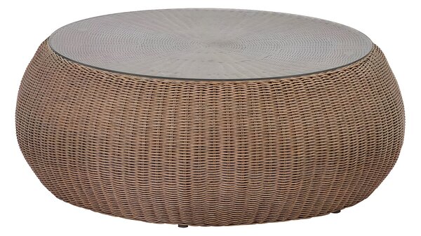 Tavolino giardino in resina intrecciata marrone - WHITEHEAVEN