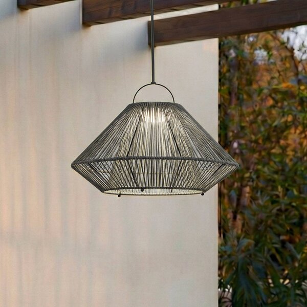 Lampada a sospensione solare LED Lindby Austas, grigia, Ø 50 cm, USB, IP54 Austas Lindby, dimmerabile, Alluminio / Grigio / Zincato, Plastica, Moderno, Lampade solari
