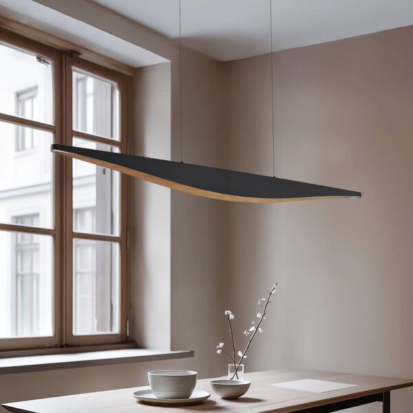 Lucande Lampada LED a sospensione Clavit, nera, 140 cm, dimmerabile Clavit Lucande,, Nero, Soggiorno / Sala da pranzo, Metallo, Moderno