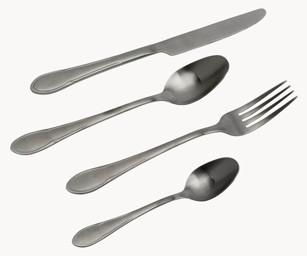 Set di 16 posate spazzolate opacche Cucina, fatte a mano, 4 persone