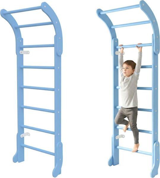Spalliera per bambini, struttura da arrampicata da interno, scala da ginnastica in legno, mini, blu